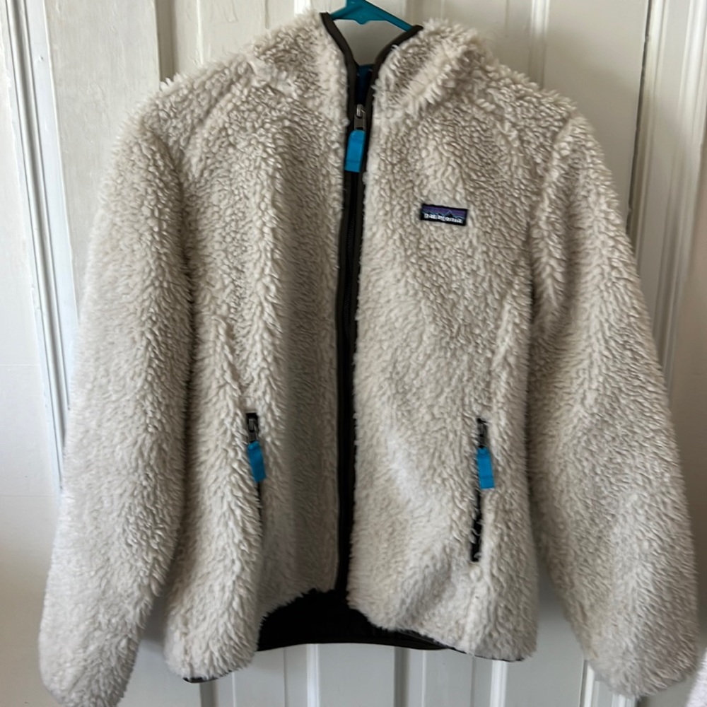 Patagonia Retro-X Cardigan Hooded Cream Full Zip Medium M Jacket Fleece Top